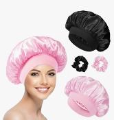 Bonnets Satin Noir + Rose 