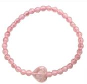 Bracelet  Coeur  Quartz Rose 