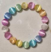 Bracelet Sélénite Multicolore  (boules 10 mm)