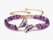 Bracelet Cristal  Papillon Améthyste  (réglable)