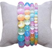 Bracelet Sélénite Multicolore  (boules 10 mm)
