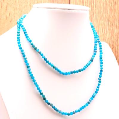 Collier Scintillant pierres facetées Apatite Bleue (4mm) 