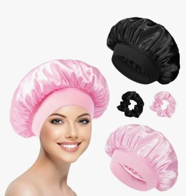 Bonnets Satin Noir + Rose 